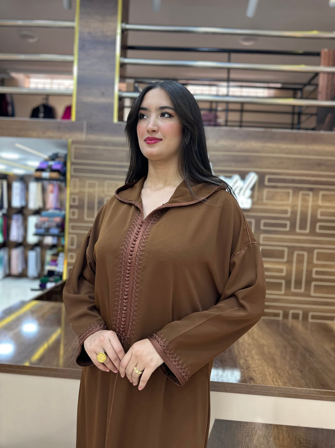 Caftan marocain simple – Marron châtain
