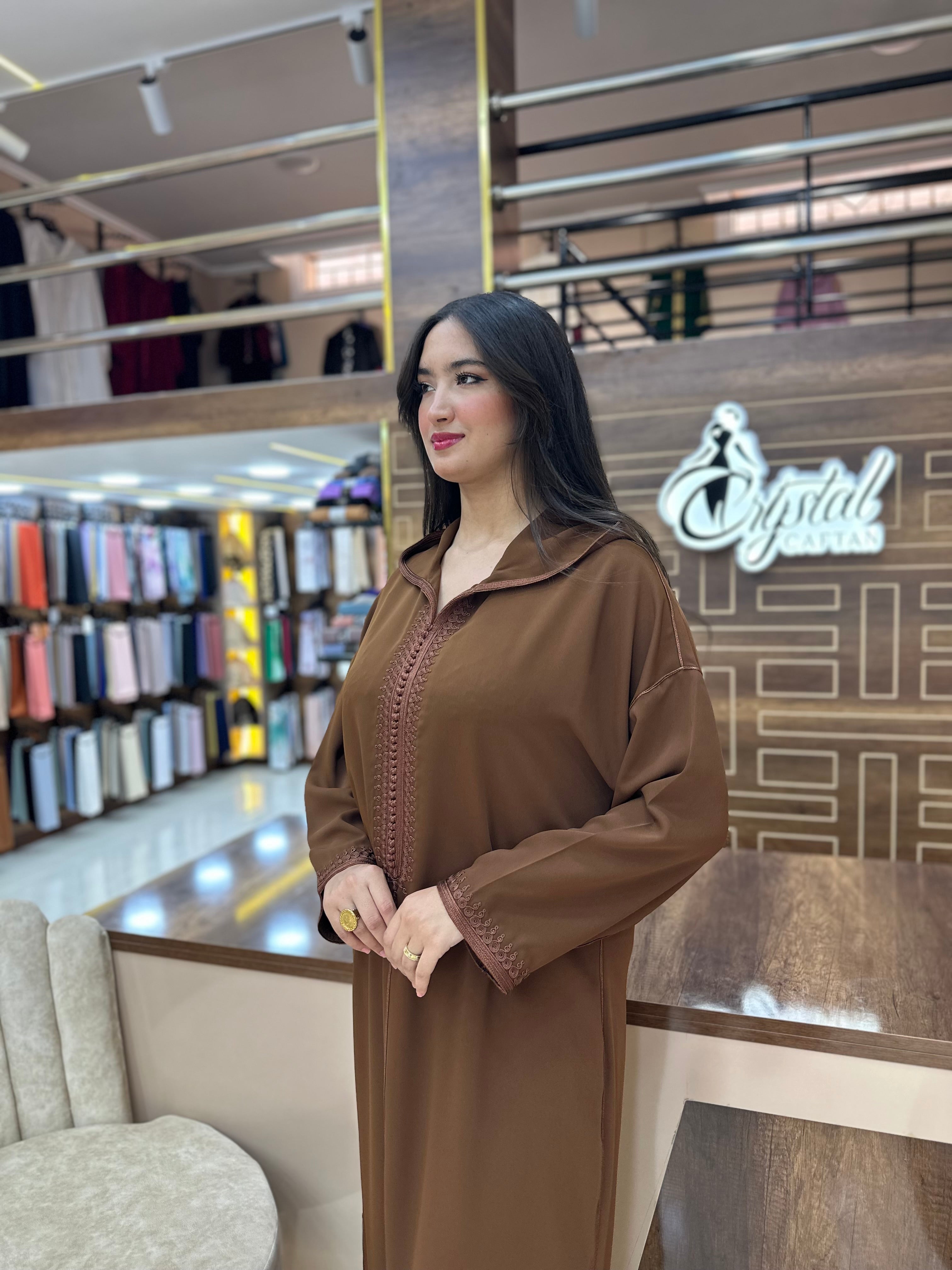 Caftan marocain simple – Marron châtain