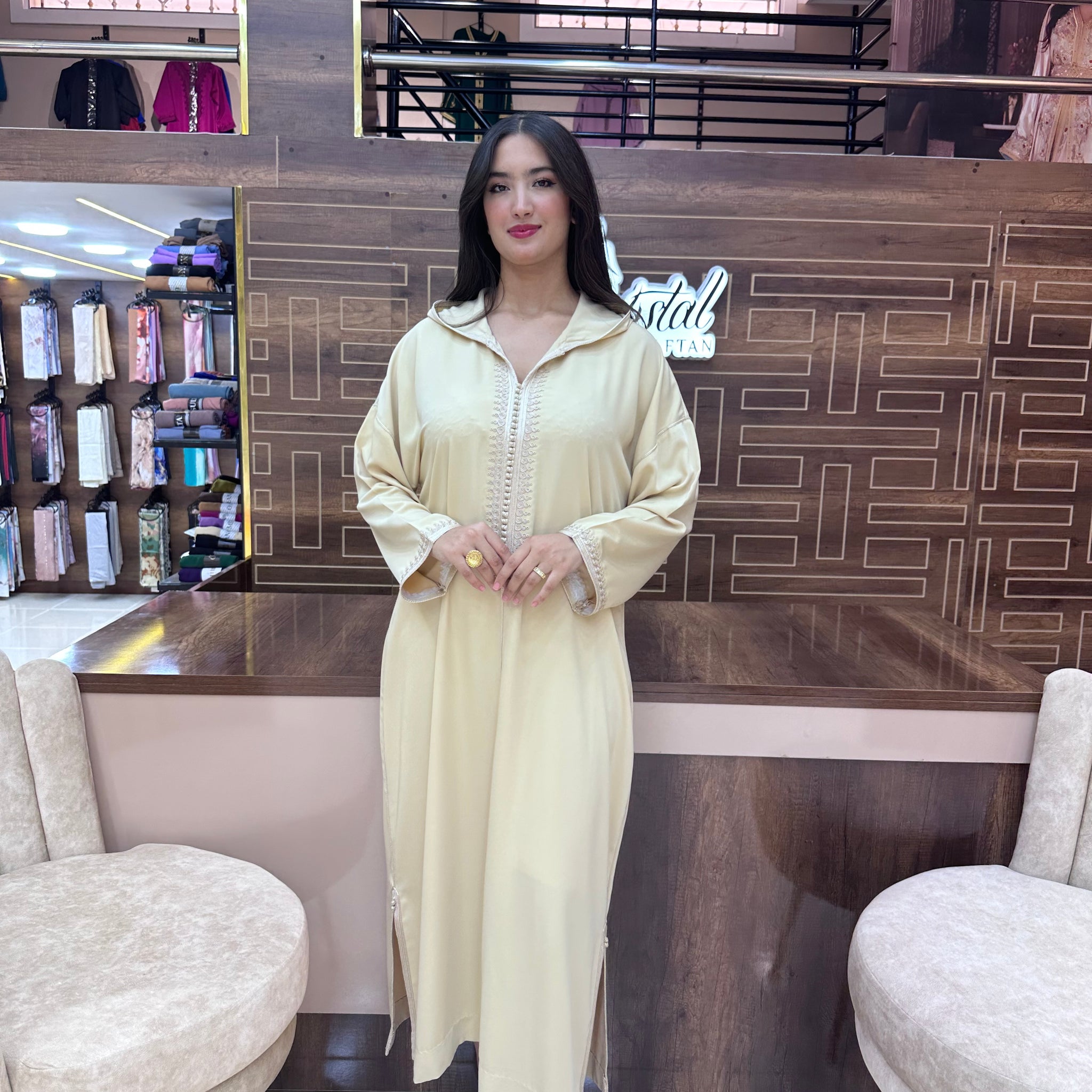 Caftan marocain simple – Beige sable