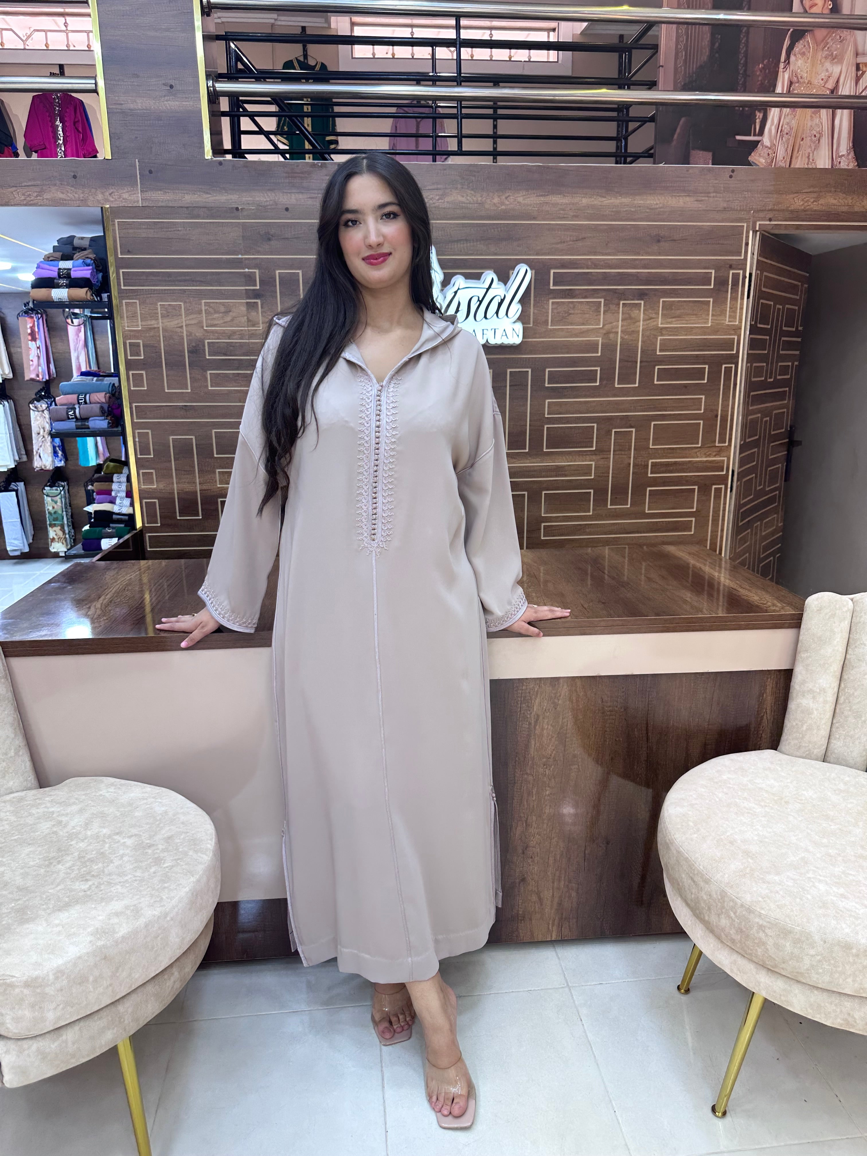 Caftan marocain simple – Taupe chaud
