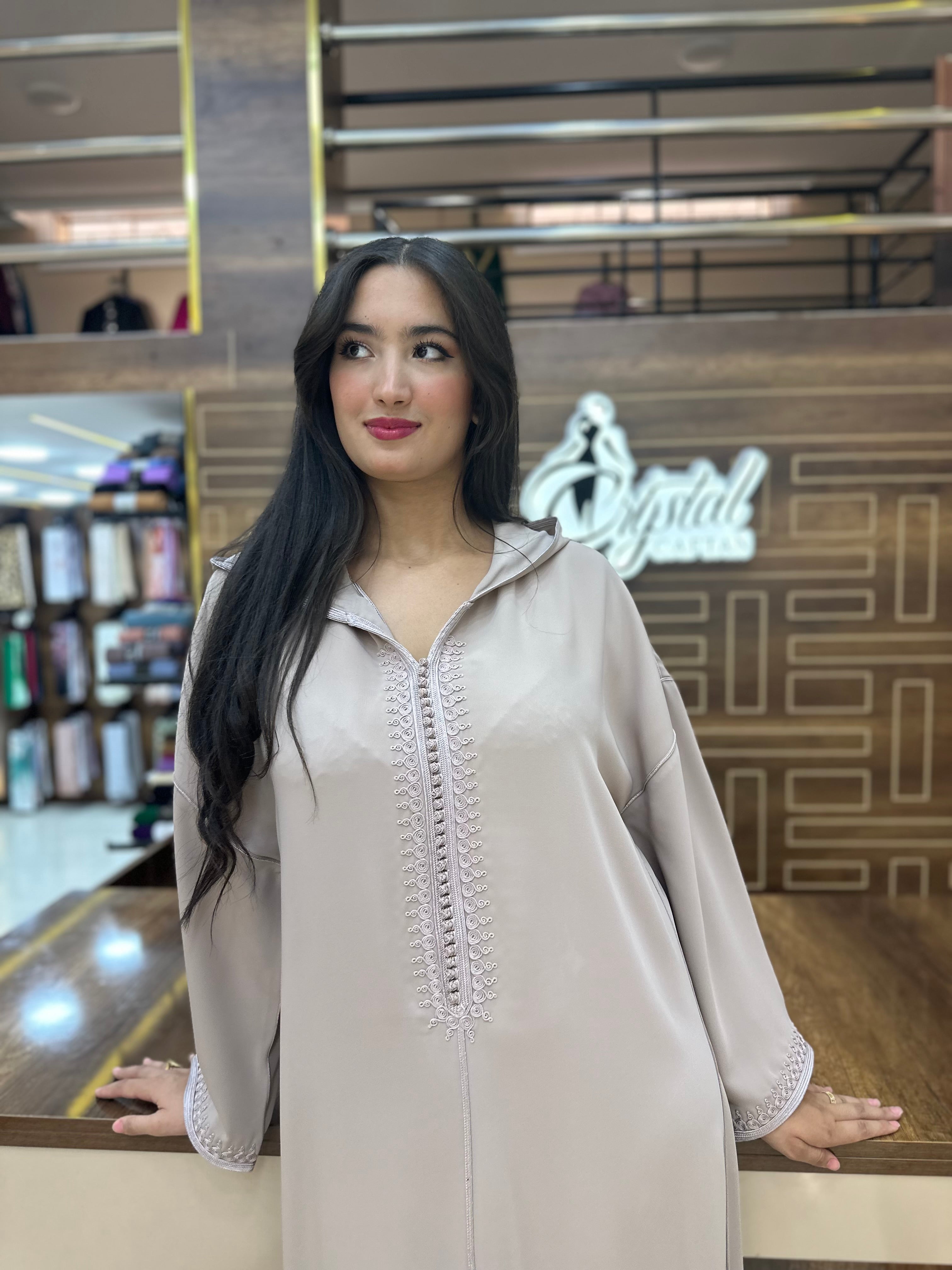 Caftan marocain simple – Taupe chaud