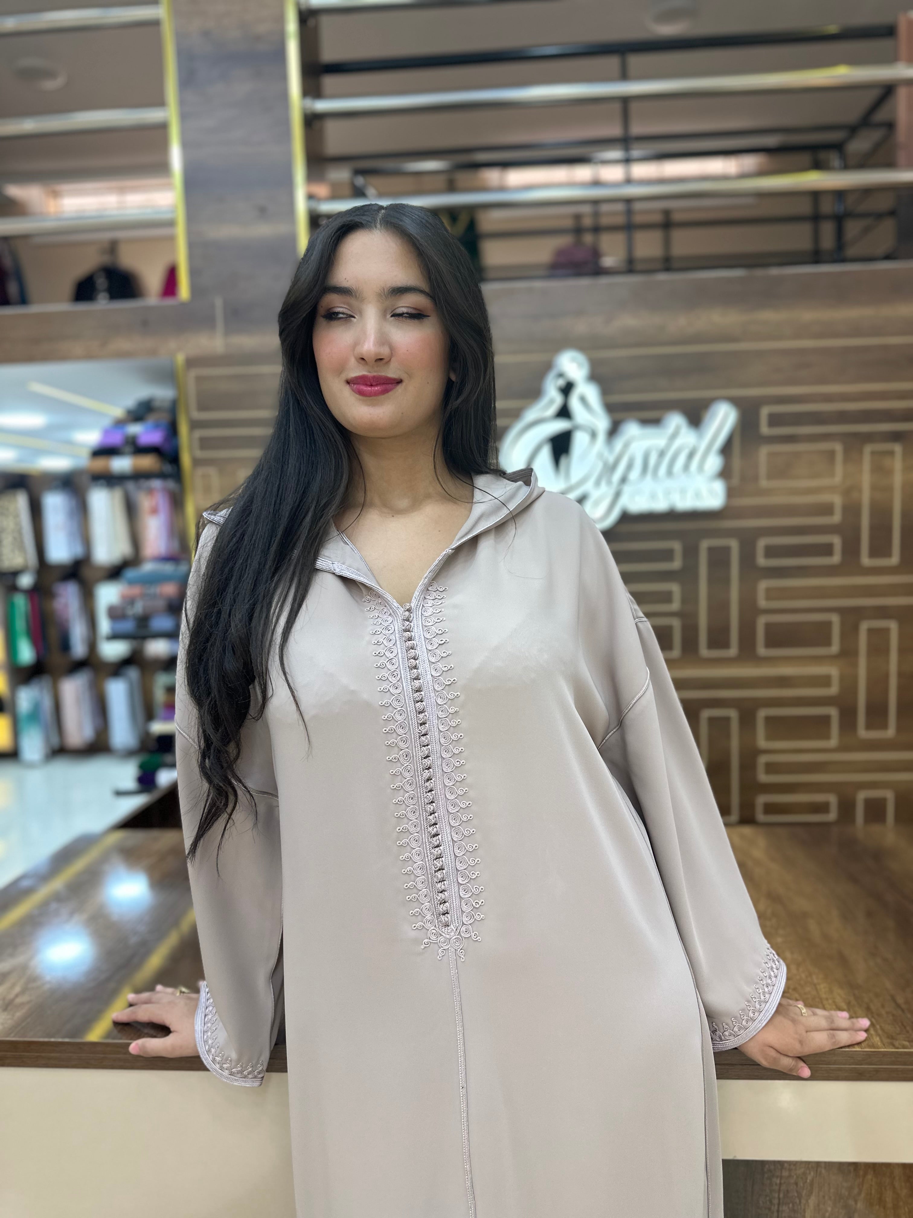 Caftan marocain simple – Taupe chaud