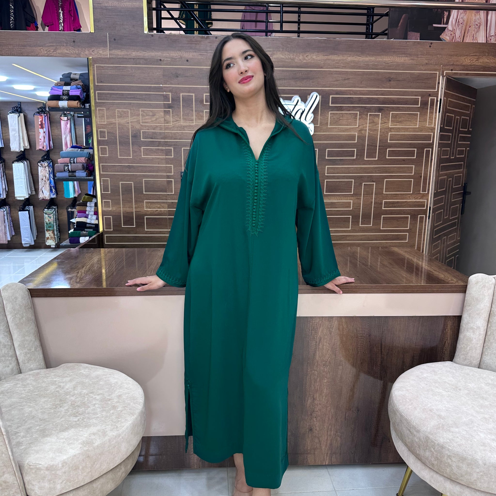 Caftan marocain simple – Vert émeraude