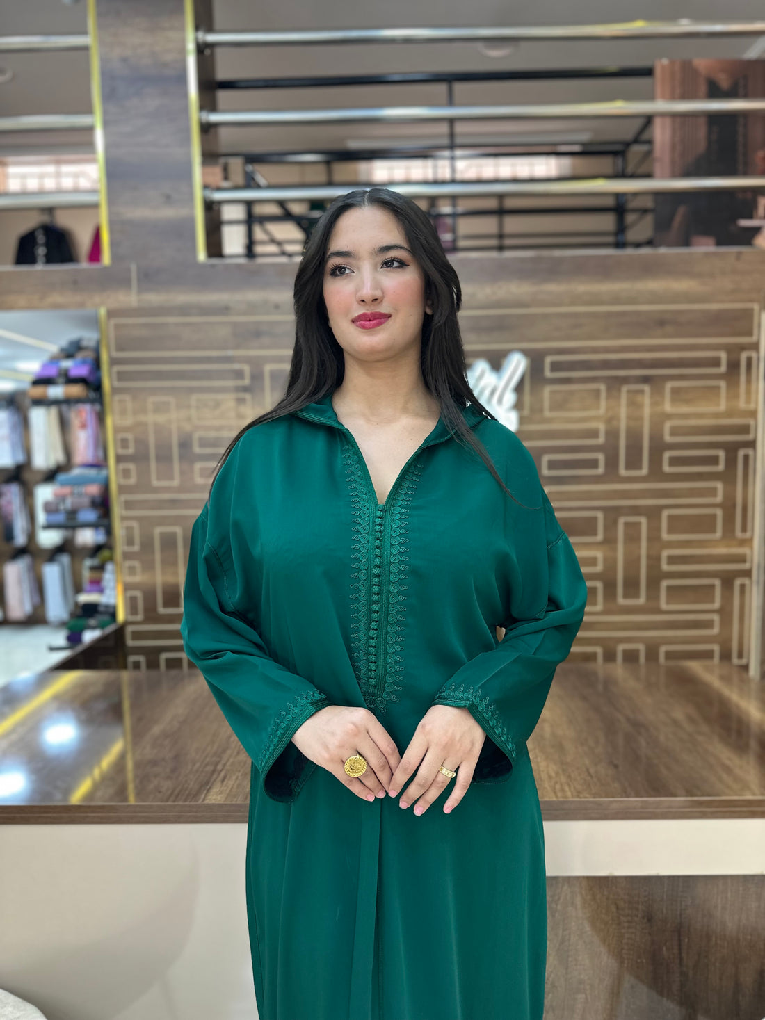 Caftan marocain simple – Vert émeraude