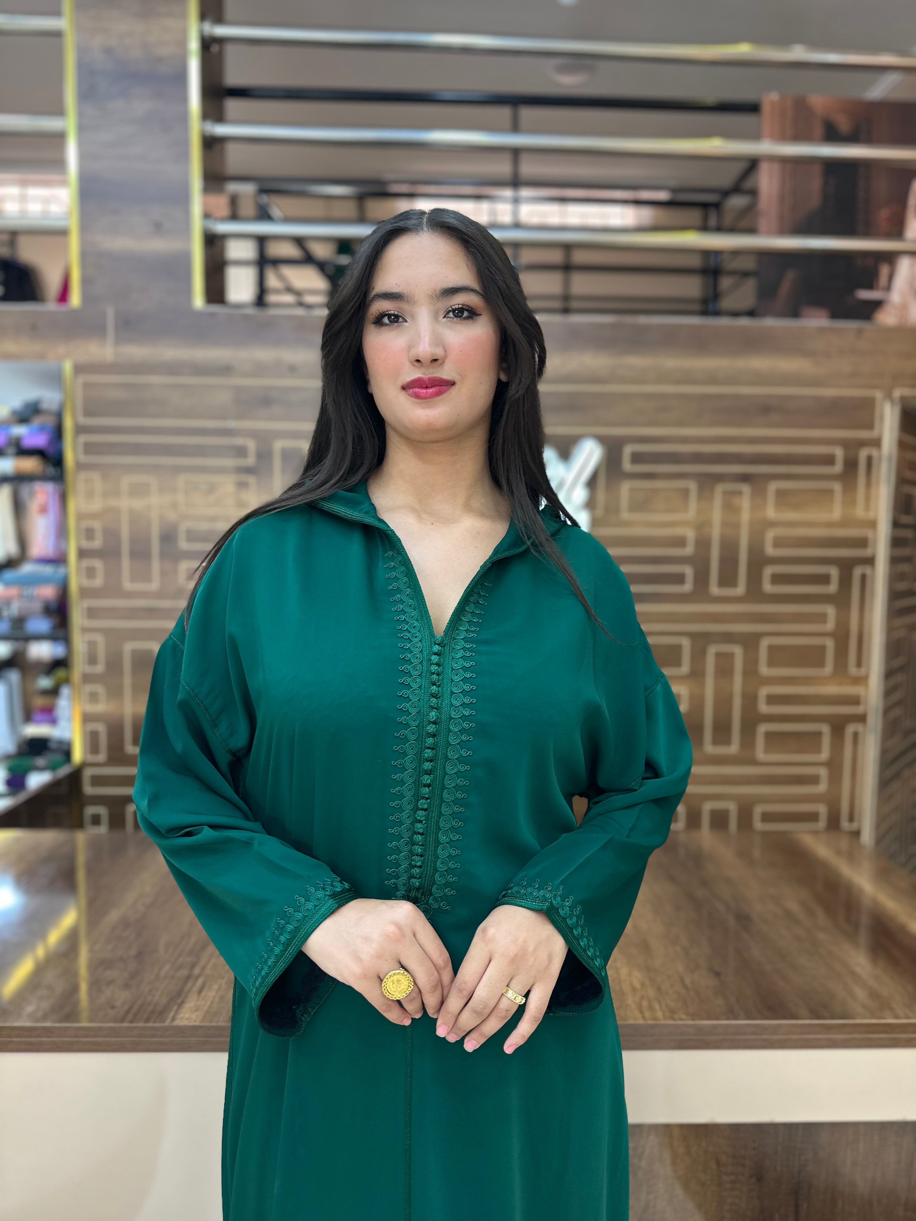 Caftan marocain simple – Vert émeraude